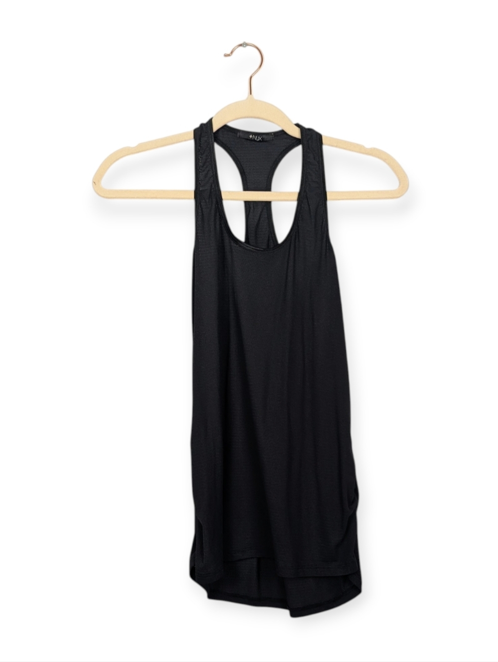 NUX Performance Tank Top S Black Racerback Mesh Athletic Gym Yoga